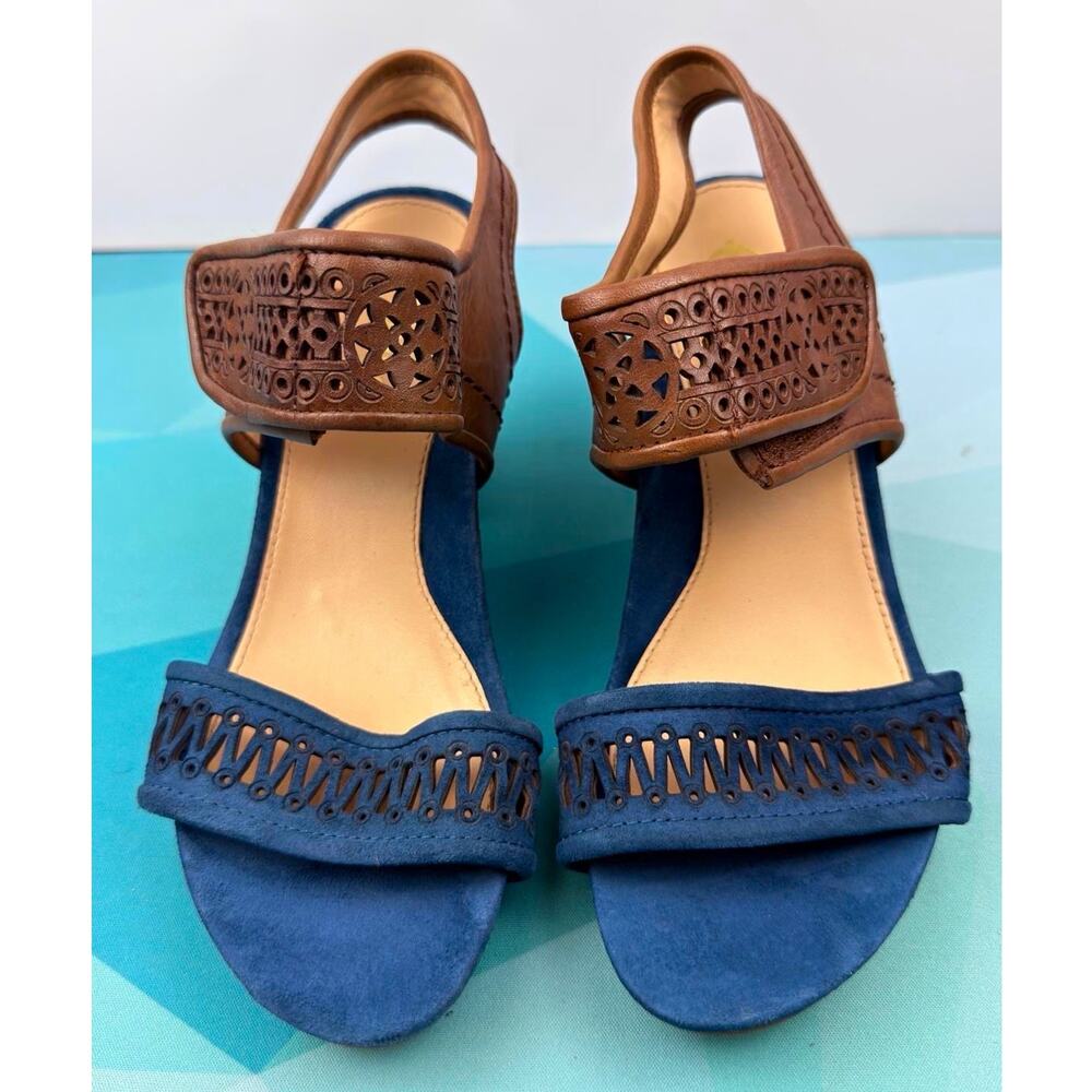 Earthies Asola Deep Blue Multi Women’s Sandals Size US 5B Block Heel Comfort - Picture 3 of 8